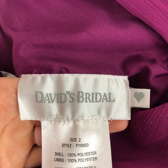 David's Bridal Women's Size 2 Purple Short Crinkle Chiffon Sleeveless Dress - Picture 9 of 11